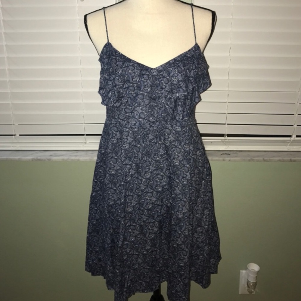 Free People blue ruffled spaghetti strap dress.